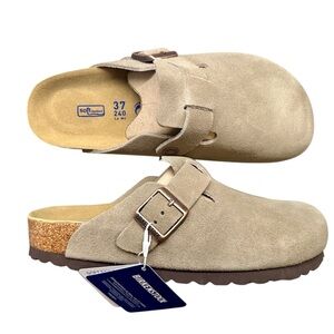 Birkenstock Boston Clogs – Taupe Suede (Women’s EU 37 Narrow Fit)